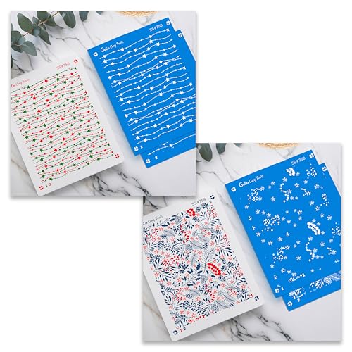2 Layers Christmas Star String Slik Screens, 2 Layers Christmas Berry silkscreens for Polymer Clay Earring Making SSCMB-66 - color: SSCMB-66