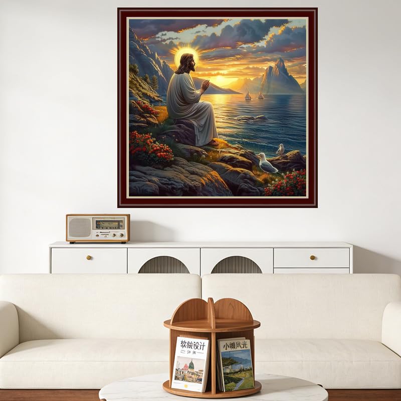 Findvoor Counted Cross Stitch Kits for Adults Full Range of Cross Stitching Embroidery Unprinted Pattern for Beginners, 11CT Needlepoint Cross-Stitch Patterns Embroidery Kits-Jesus Prayed 18×18 inch - color: ColourSet13