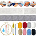 Allazone 6 PCS Punch Needle Coaster Kit with Landscape Patterns Yarns Tools, Felt Embroidery Hoop for DIY Craft - color: Landscape coaster