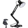 Adjustable Clamp Desk Lamp 24" Height, Swing Arm Architect Metal Table Lamp, Gooseneck and 360° Rotating Shade, E26 Base (Bulb NOT Included) Black Clip-On Light for Office, Study, Reading, Crafting