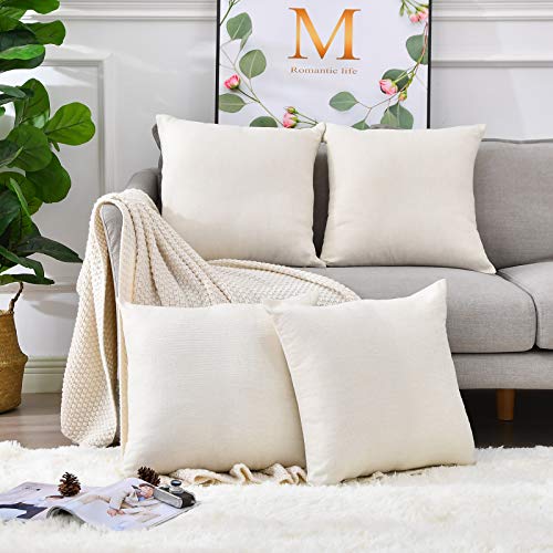 Linen Throw Pillow Covers 18 x 18 Beige Decorative Blank Couch Pillow Covers for Sublimation Bed Sofa Farmhouse Cushion Cases Set of 4 - size: 18" x 18" (Pack of 4)