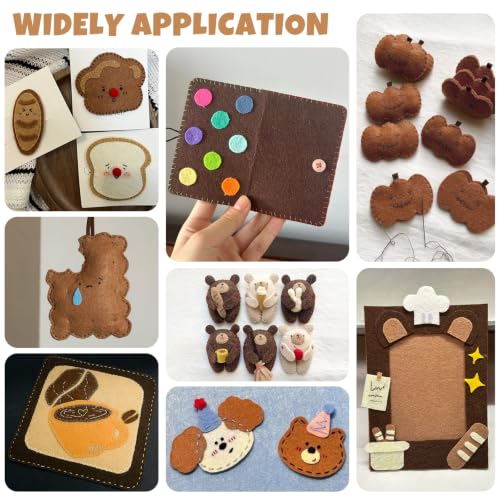 30Pcs Stiff Felt Sheets, 1mm Thick Felt Fabric Squares for Sewing & DIY - color: Brown Series