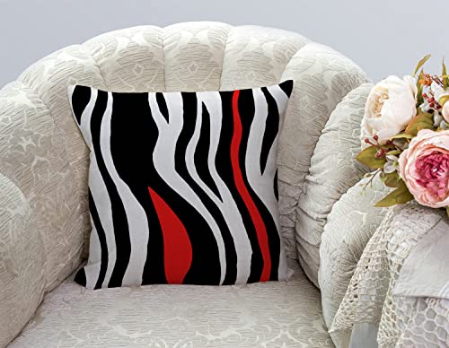 TSSOHU Throw Pillow Cover Geometric Black and White Red Abstract Line Decorative Pillow Case Home Decor Square 18x18 Inches Pillowcase - color: Tss35