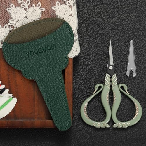 YOUGUOM Sharp Detail Scissors with Cover, Small Sewing Shears - color: Light Green