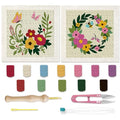 BEUNITONE 2 Sets Flower Punch Needle Kits Butterfly Beginner Punch Embroidery Kits with Frame Embroidery Starter Kits Punch Stitching Kit with Instruction for Wall Hanging Painting 9.4'' x 9.4'' - color: 07-Garland