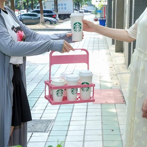 Bodaon Drink Holder Cup Carriers,Delivery Holder for Drinks, (Pink,6-Cup) - color: Pink, size: 6-Cup