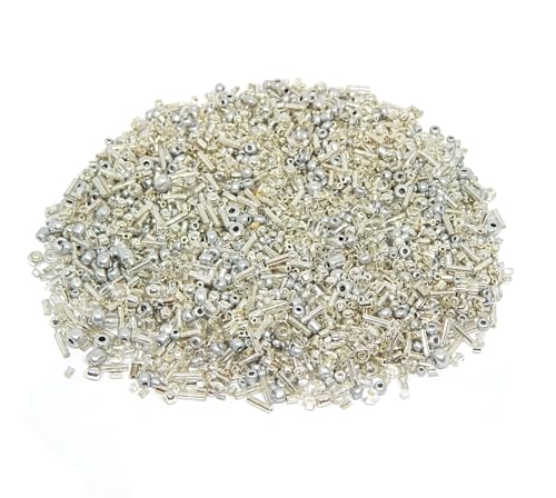 Perlin Glass Seed Beads 2mm 3mm 4mm Round Pony Beads Pack of 3000 Mixed Size, Colour Mix for Jewelry Making Earrings Bracelets Pendants Waist DIY Handmade (Silver) - color: silver