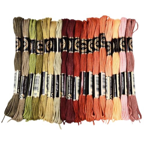 18 Skeins 6 Strands Variegated Colorful Embroidery Floss Cross Stitch Threads Gradient Polyester Friendship Bracelets Yarn String Bulk for Hand Sewing Knitting Crafts Crochet Stitching DIY - color: Autumn Color