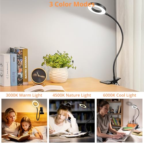 Woputne Desk Lamp Clip on Light for Bed Book Reading (Black) - size: Black-1 Piece-Standard-Classic