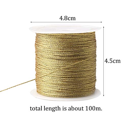218 Yards/656 Feet Metallic Cord 2 Pcs Spool Metallic Thread - color: Gold+sliver