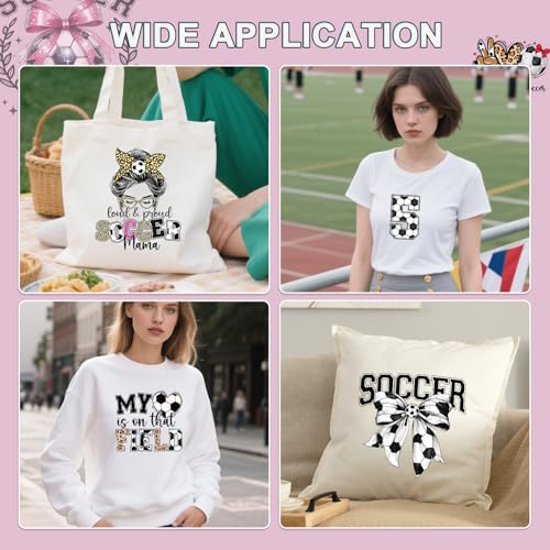 Soccer Iron on Transfers for Tshirts - 30Pcs Dtf Transfers Ready to Press, Soccer Ball Mama Iron on Decals Patches, Sports Game Day Heat Sublimation Stickers for DIY Tshirts Clothing Bags - color: Soccer695