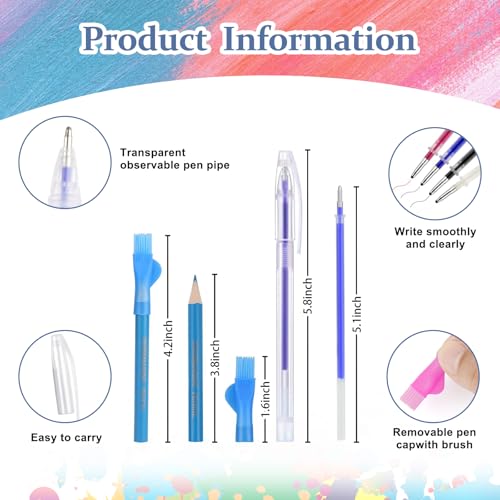 NeoLum Tailors Chalk Heat Erasable Pens for Fabric Pencils for Sewing, Fabric Markers Chalk for Quilting, 26 Pcs Sewing Accessories Supplies
