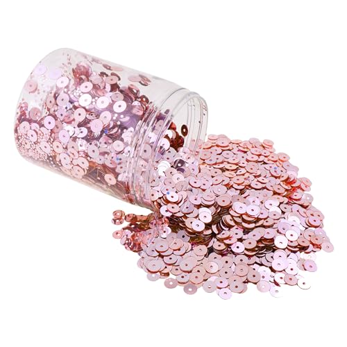 Mandala Crafts 6mm Flat Round Rose Gold Sequins for Sewing Embroidery - color: Rose Gold, size: 6mm Flat Sequins