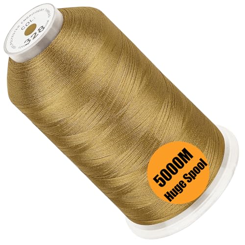 New brothread 5000M Huge Spool Embroidery Machine Thread -Brass - color: Brass-328