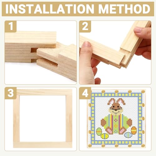 2 Sets Needlepoint Stretcher Bars for Needlework with 40 Tacks, 2 Sizes 8 Pcs Wooden Canvas Stretcher Bars Needlepoint Frame Set Art Supplies for Needlework Embroidery, Embroidery Enthusiasts's Gifts - size: 15cm/20cm*4