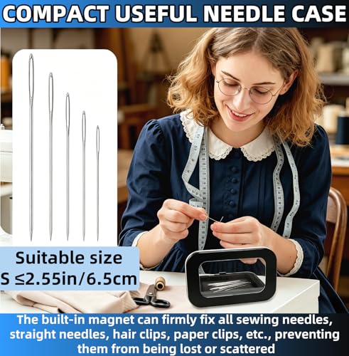 Magnetic Needle Case with Clear Acrylic Lid & Strong Built-in Magnet，Magnetic Needle Holder Sewing Needle Case,Needle Storage Box for Pins and Needles,Quilting,Embroidery,Crafts Small,and Travel