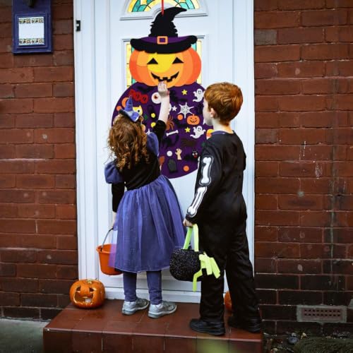 THAWAY DIY Halloween Pumpkin Witch Decor, Felt Halloween Crafts for Kids