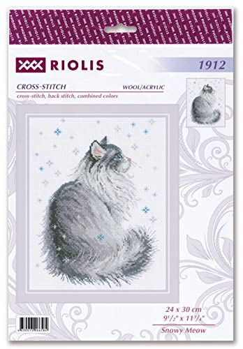 RIOLIS 1912 Snowy Meow Counted Cross Stitch Kit 9.5 x 11.75 in