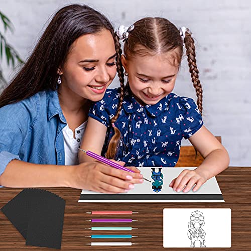 50 Sheets Black Graphite Carbon Paper Transfer (8.5 x 11.5 inch) Tracing Papers with 5 PCS Embossing Styluses Dotting Tools for Wood Paper Canvas Craft