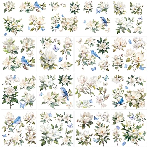 12 Pcs White Magnolia Rub-On Transfers for Furniture & Crafts - style: White Magnolia