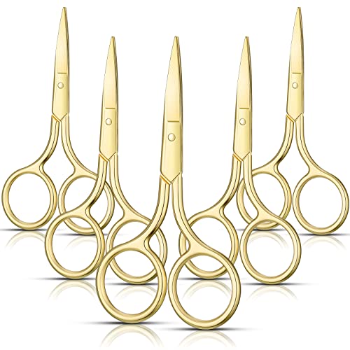 Mudder 5 Pcs Small Facial Hair Scissors Straight Tip Grooming,Gold - color: Gold
