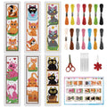 INFUNLY 6 Set Cat Cross Stitch Bookmark Kits Carton Kitten DIY Cross Stitch Kit for Beginners Black Cat Stamped Embroidery Bookmark Kit with Backing Felt Floss Instruction for Starters Book Lovers - style: 6pcs Carton Kitten