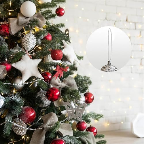 Christmas Tree Ornament String Hanger Precut Ribbon Hook with Snap Fastener - color: Silver, size: 400pcs