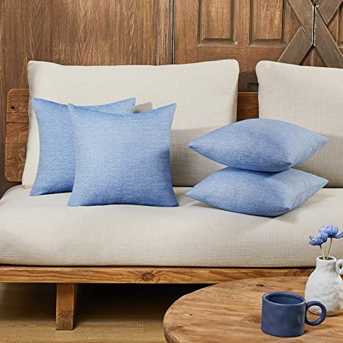 Deconovo Faux Linen Throw Pillow Covers for Sofa and Couch, Hidden Zipper - color: Linen Dark Blue, size: 18" x 18" (Pack of 4)