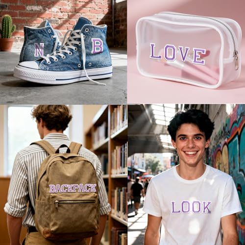104pcs Purple Iron on Letters Patches, Embroidery Fabric Letters Applique Patch for Clothing, Jackets, Jeans, Hats, Backpacks, Socks - color: Purple, size: 2 inch