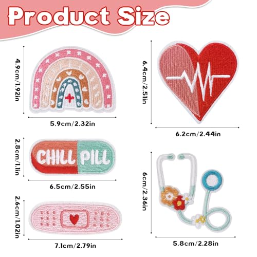 8Pcs Nurse Patches, Girls Embroidered Patch, Jacket Patches Iron on - color: AZXK-03
