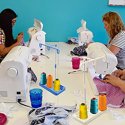Vuzvuv 2 Pack Thread Holders - Organizer for Embroidery & Sewing Machines, Holds 3 Spools, Suitable for Beginners & Adults, White-Blue - color: White-blue