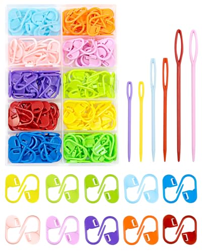 FIVEIZERO 200 Pcs Stitch Markers - 10 Color Knitting & Crochet Markers