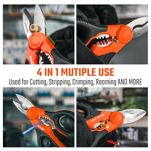 VANQUISH 6 1/4" Stainless Electrician Scissor with Crimper and Stripper