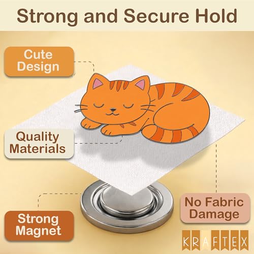 Kraftex Magnetic Needle Minder. Needleminder for Embroidery & Sewing. Cute Needlepoint Accessories. Magnetic Needle Holder for Cross Stitch. Cute Magnet Pin Gift, Orange Cat - color: Orange Cat