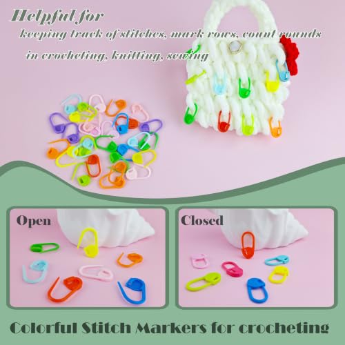 DeliaVo 200Pcs Stitch Markers for Crocheting and 9Pcs Yarn Needles Kit - color: Colorful 200Pcs