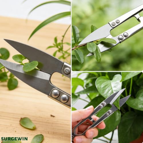 2-Pack Bonsai Pruning Shears, 4.1" Stainless Steel Spring-Loaded Precision Snips with Blade Covers for Buds, Herbs, Flowers, Sewing & Crafts