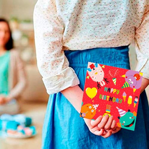 Diamond Art Painting Happy Birthday Cards, 8 Packs 5D Diamond Greeting Cards Kits for Adults DIY Diamond Art Birthday Cards with Envelopes Birthday Gifts for Families, Friends, Partners - color: Happy Birthday - 8 Packs