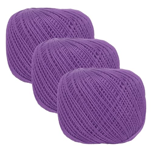 MECCANIXITY Crochet Thread Pearl Cotton Size 3 Purple 3 Rolls 164 Yards for Crocheting Tatting Knitting Embroidery Sewing - color: Purple