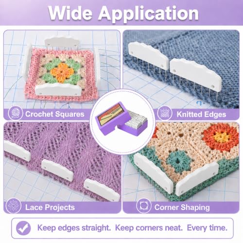 20pcs Knit Blocking Pin Kit, Knit Blockers Combs for Crochet Knitting Blocking Board Mats, Knit Blocking Pins for Crochet Projects Sewing Lace Needlework Projects Tool (White) - color: White