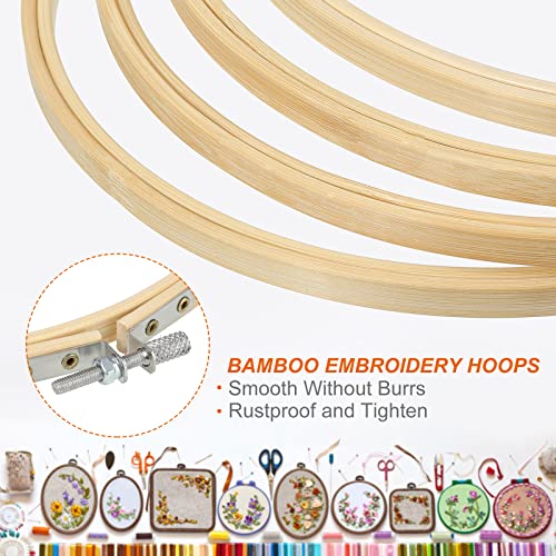 PATIKIL 12 Pieces 12 Inch Embroidery Hoops Round Adjustable Bamboo Circle Cross Stitch Hoop Ring Bulk for Embroidery Art Craft Handy Sewing Decoration - size: 12 Inch