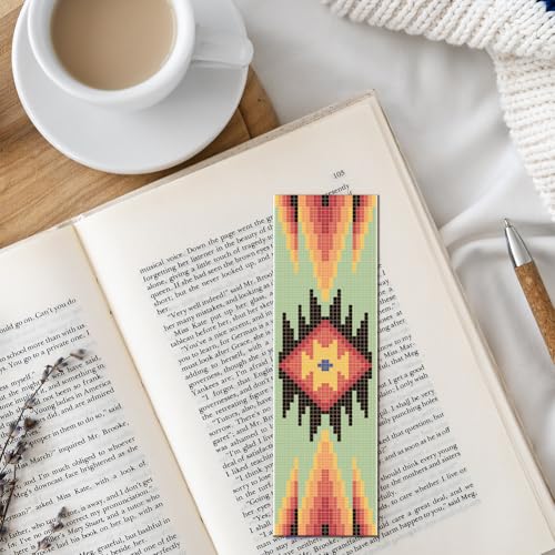 FREEBLOSS 6PCS Cross Stitch Bookmark Kit Stamped Floral Cross Stitch Bookmarks Kit for Beginner DIY Stamped Embroidery Bookmark Kit Cross Stitch Projects for Book Lovers - style: Aztec patterns