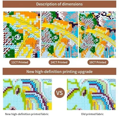 CrossNest 16CT Stamped Cross Stitch Kit for Beginners, HD Printed Complete DIY Embroidery Set with Pattern & Tools, Premium Aida Cloth & Threads (Snow Elves) - color: Pattern 09(High definition printing)