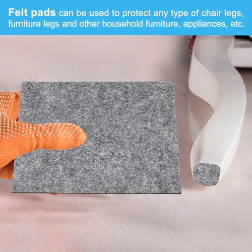 PATIKIL 10x10 Inch Square Grey Felt Furniture Pad, 6Pcs, 3mm Thickness, Soft Adhesive Non-Slip Anti-Scratch Backed - color: Grey, size: 10x10 Inch