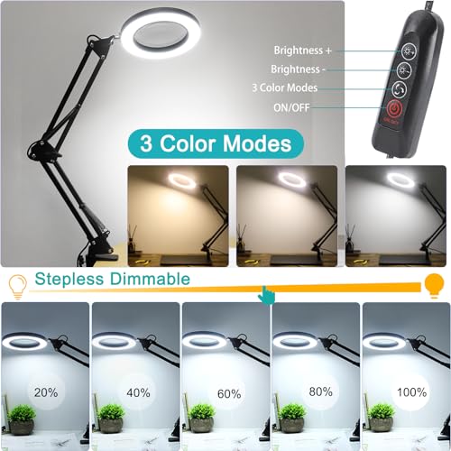 Helping Hands Soldering Station, 12X Magnifying Glass with Light and stand with 4 Magnetic Third Hand Soldering Tool, PCB Holder Magnifier Desk Lamp for Soldering Repairing Jewelry Crafts