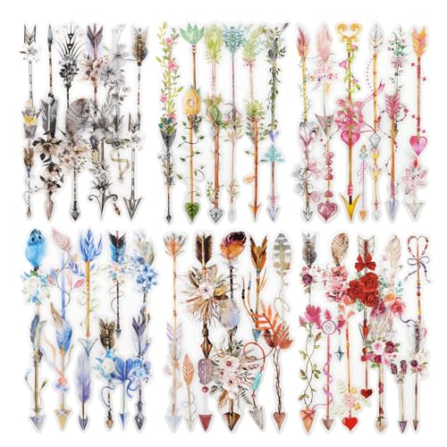 180 Pcs Floral Arrow Stickers for Scrapbooking and Journaling - color: Retro Feather Trace