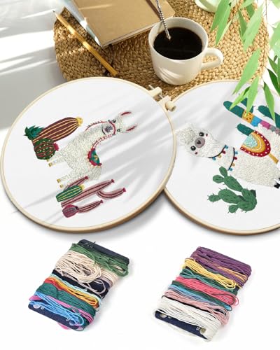 TINDTOP Embroidery Kit for Adult Beginners, Embroidery DIY Starter Kit - color: Alpaca
