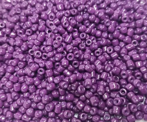 Perlin Glass Seed Beads 3mm 8/0 Round Mini Small Pony Beads 3300pcs for Making Earrings Bracelets Pendants Waist Jewelry DIY Handmade Opaque Color Kit (Purple, 2,6 mm ~ 3 mm) - color: Purple
