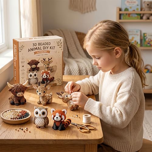 Tiny 3D Beaded Animal DIY Kit with Instruction, Animals Beading Craft Set