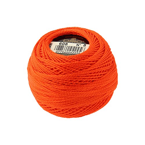 DMC Pearl Cotton Balls, Size 8, Bright Orange - color: Bright Orange, style: 8 Thread Count