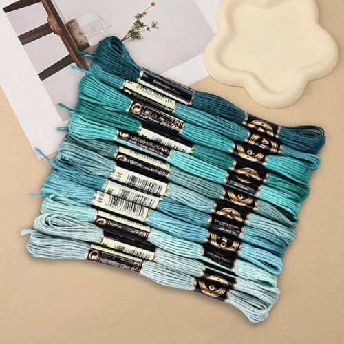 12 Skeins 6 Strands Green Embroidery Floss Thread for Jewelry - color: Dark Green